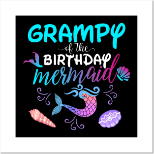 Grampy Of The Birthday Mermaid Matching Family Posters and Art
